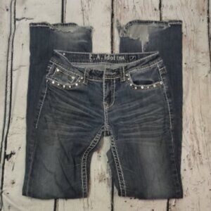 L.A. Idol USA Women's Bootcut Blue Jeans w/Decorative Pockets